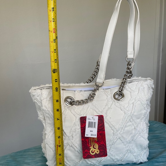 Light Creme/White Denim Shoulder Bag - Picture 11 of 12